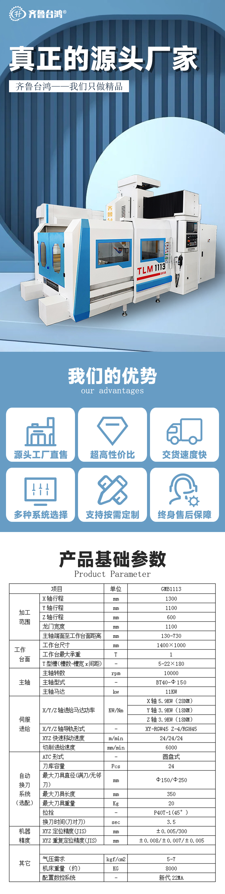 TLM1113龙门加工中心高精度卧式数控龙门铣床